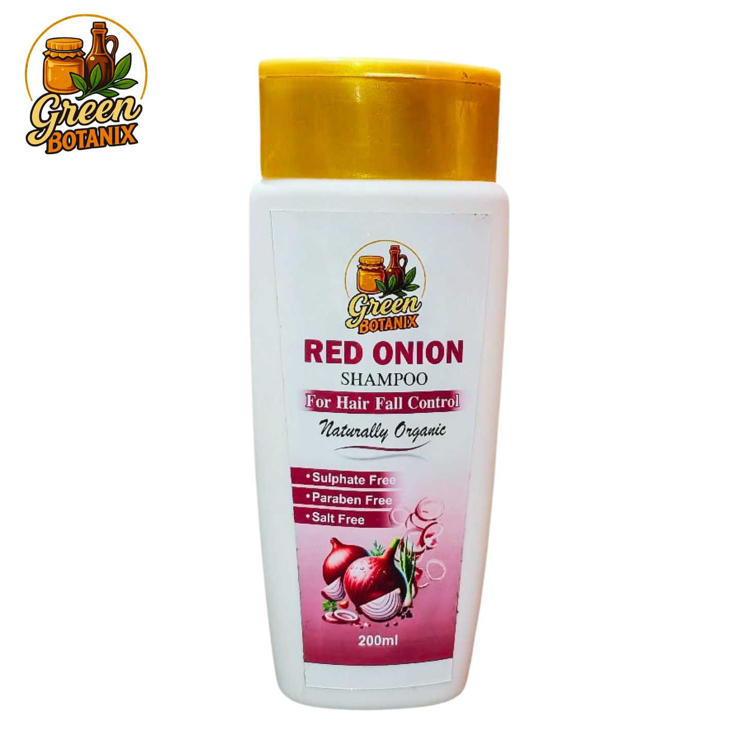 Green Botanix Red Onion Shampoo - Sulphate Free (200ml) - For Hair Fall Control