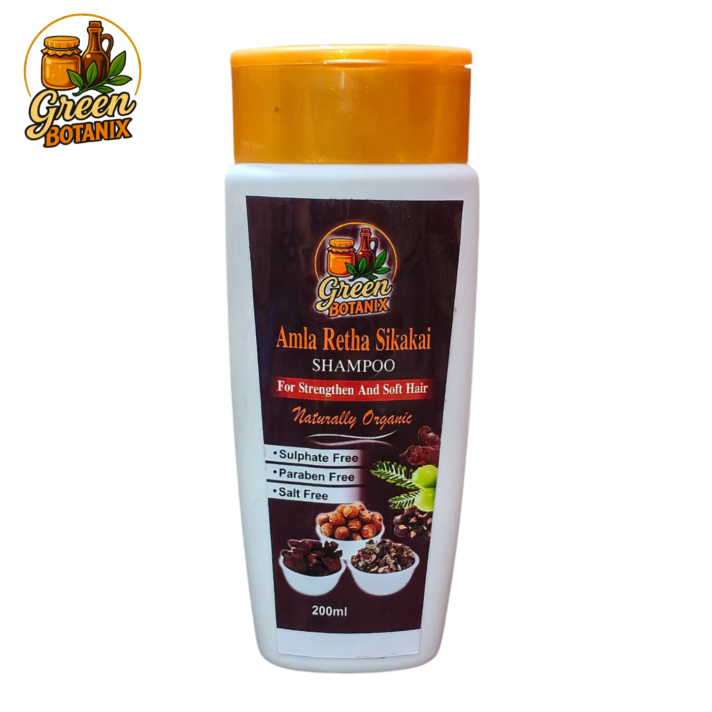 Green Botanix Amla Reetha Shikakai Shampoo - Sulphate Free (200ml) - For Strong & Healthy Hair