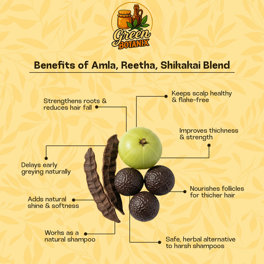 Green Botanix Amla Reetha Shikakai Shampoo - Sulphate Free (200ml) - For Strong & Healthy Hair