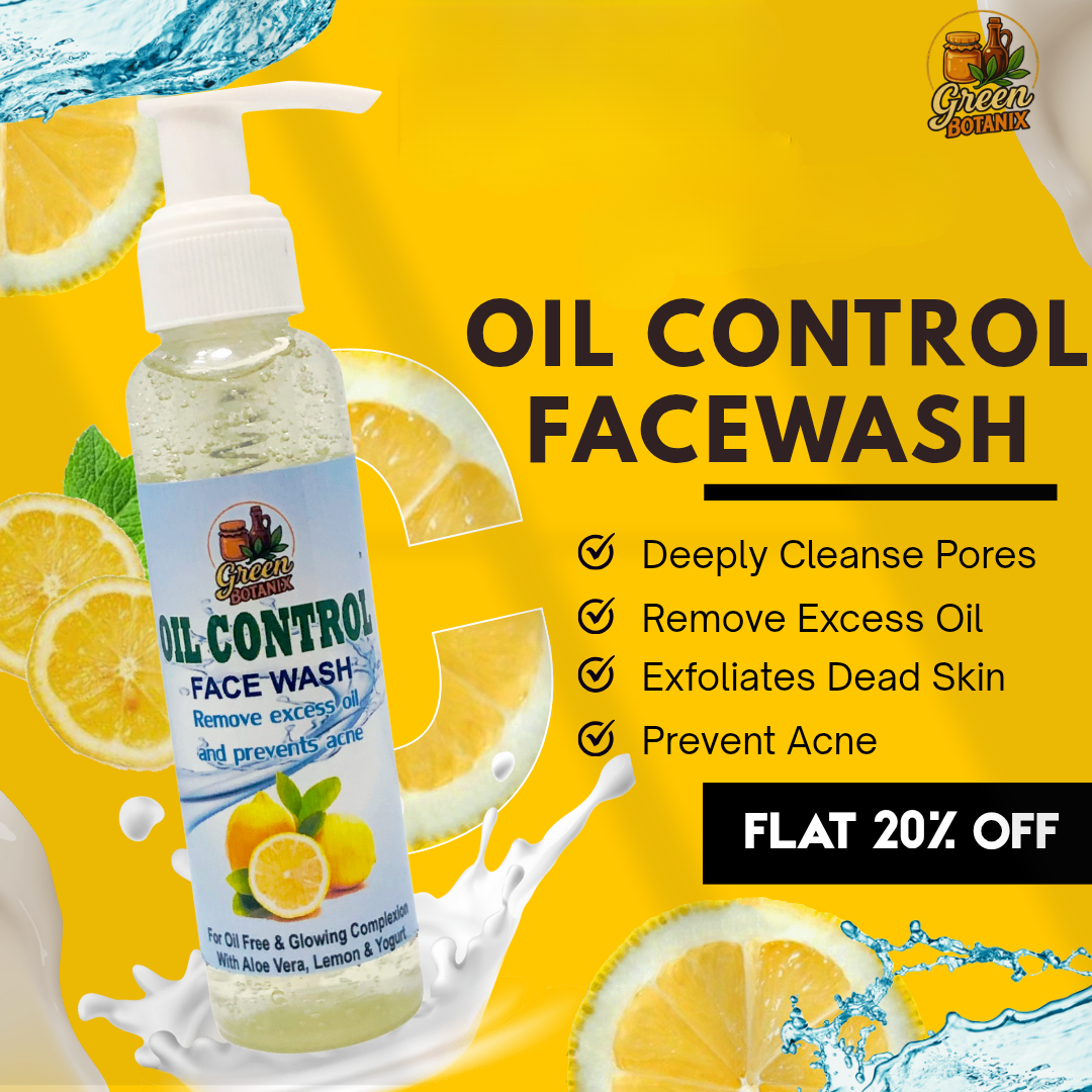 Green Botanix Oil Control Facewash (100ml) - 100% Organic Cleanser for Oily Skin