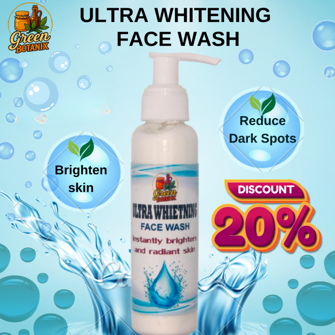 Green Botanix Ultra Whitening Facewash (100ml) - 100% Organic Glow & Brightening Care