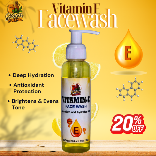 Green Botanix Vitamin E Facewash (100ml) - 100% Organic Nourishing & Skin Repair Formula