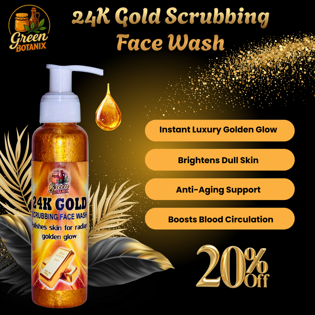 Green Botanix 24K Gold Facewash (100ml) - 100% Organic Face Cleanser for Glowing & Radiant Skin