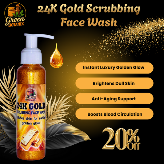 Green Botanix 24K Gold Facewash (100ml) - 100% Organic Face Cleanser for Glowing & Radiant Skin
