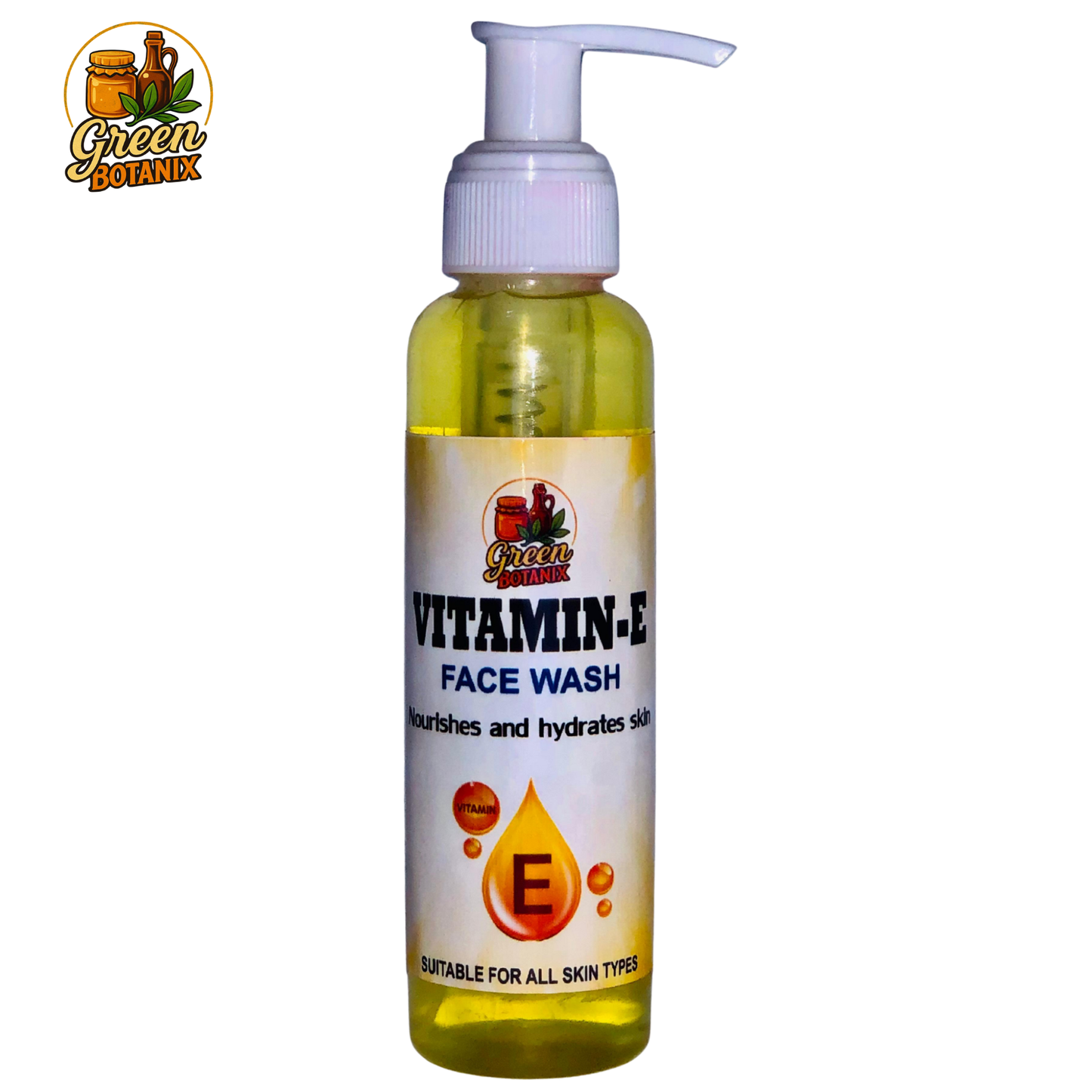 Green Botanix Vitamin E Facewash (100ml) - 100% Organic Nourishing & Skin Repair Formula