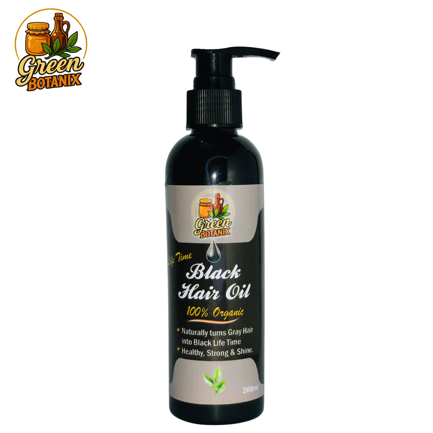 Green Botanix Black Hair OIl - 100% Organic Herbal Oil for Premature Grey Hair