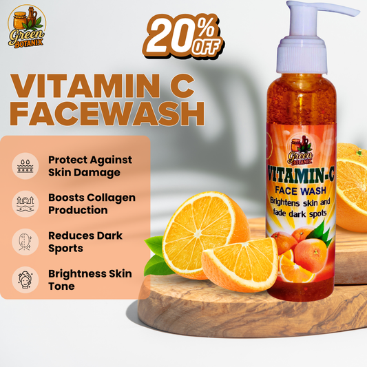 Green Botanix Vitamin C Facewash (100ml) - 100% Organic Brightening Face Cleanser for Glowing Skin