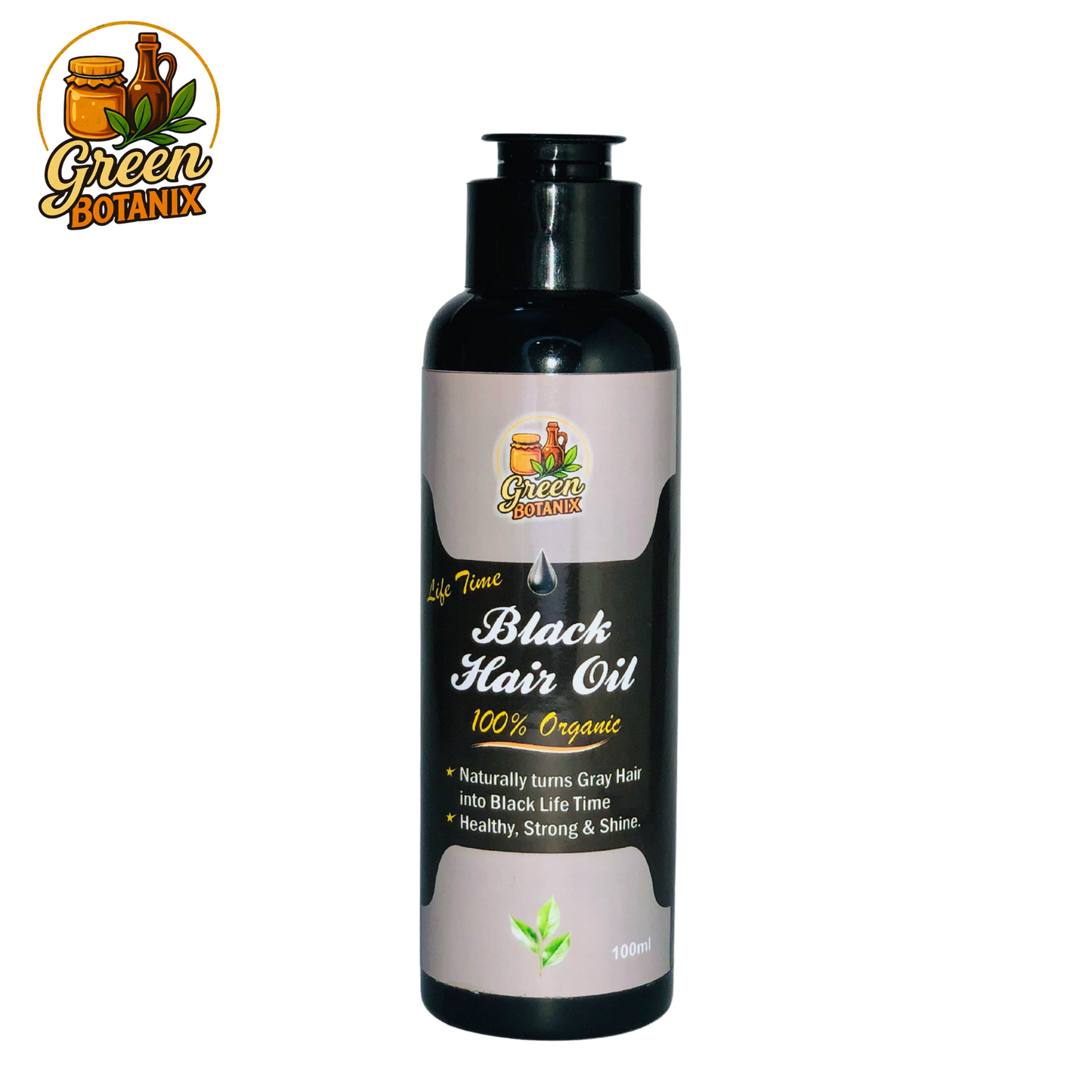 Green Botanix Black Hair OIl - 100% Organic Herbal Oil for Premature Grey Hair