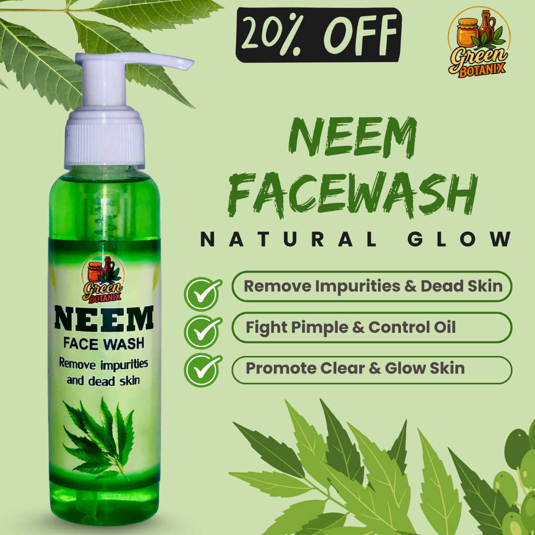 Green Botanix Neem Facewash (100ml) - 100% Organic Remove Impurities & Dead Skins