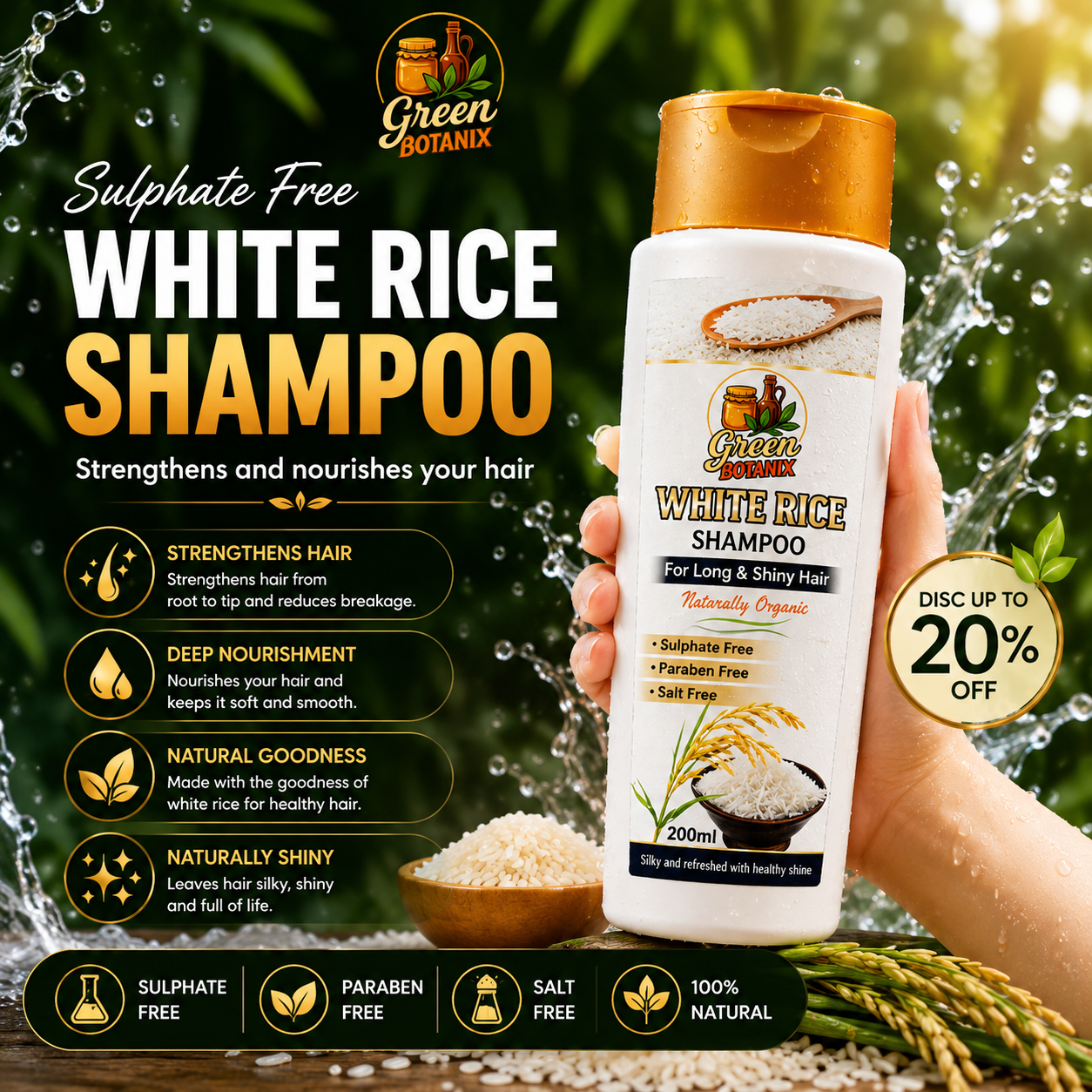 White Rice Shampoo (200ml) - Sulphate Free