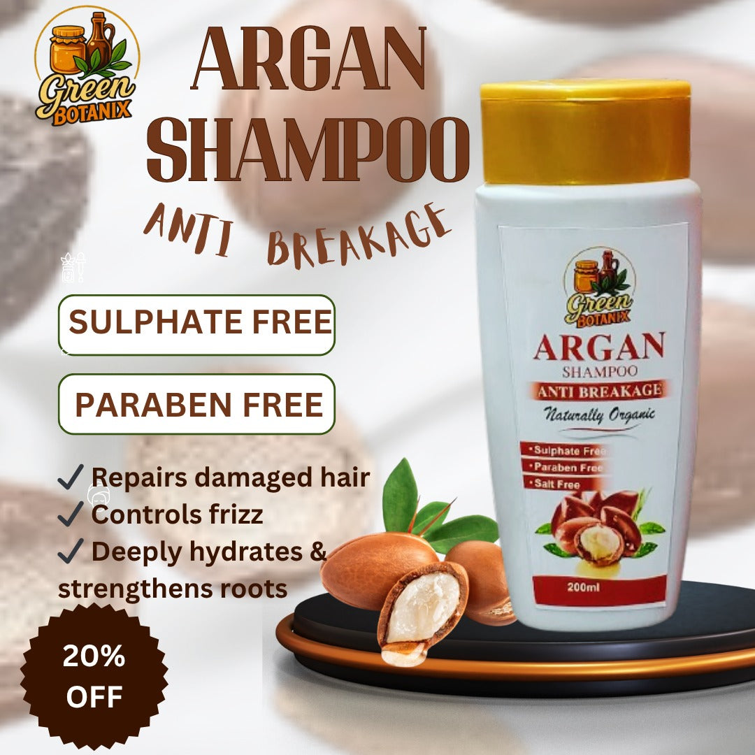 Green Botanix Argan Shampoo - Sulphate Free (200ml) - Anti Breakage