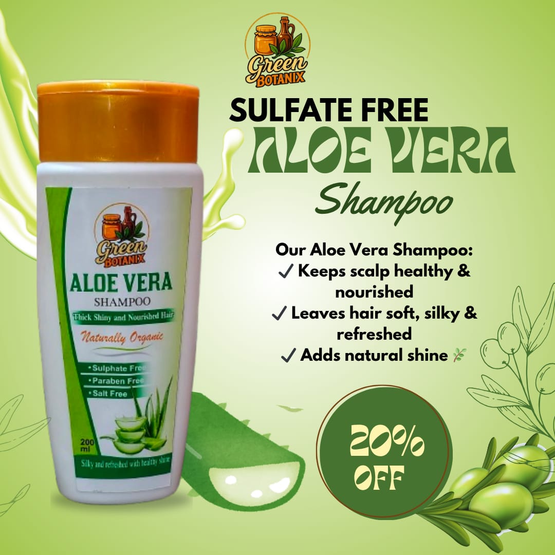 Green Botanix Aloe Vera Shampoo - Sulphate Free (200ml) - Thick Shiny & Nourished Hair