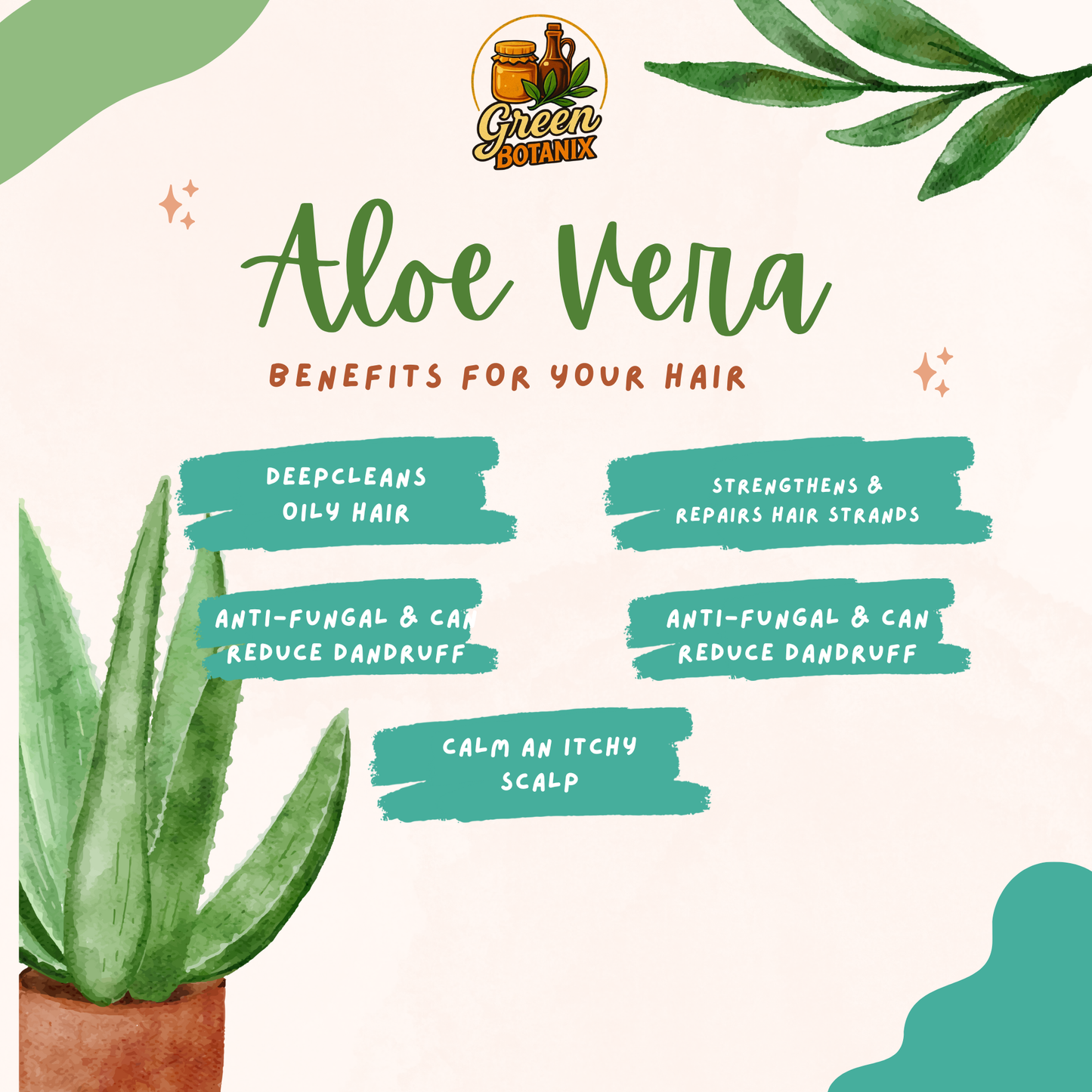 Green Botanix Aloe Vera Shampoo - Sulphate Free (200ml) - Thick Shiny & Nourished Hair