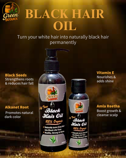 Green Botanix Black Hair OIl - 100% Organic Herbal Oil for Premature Grey Hair
