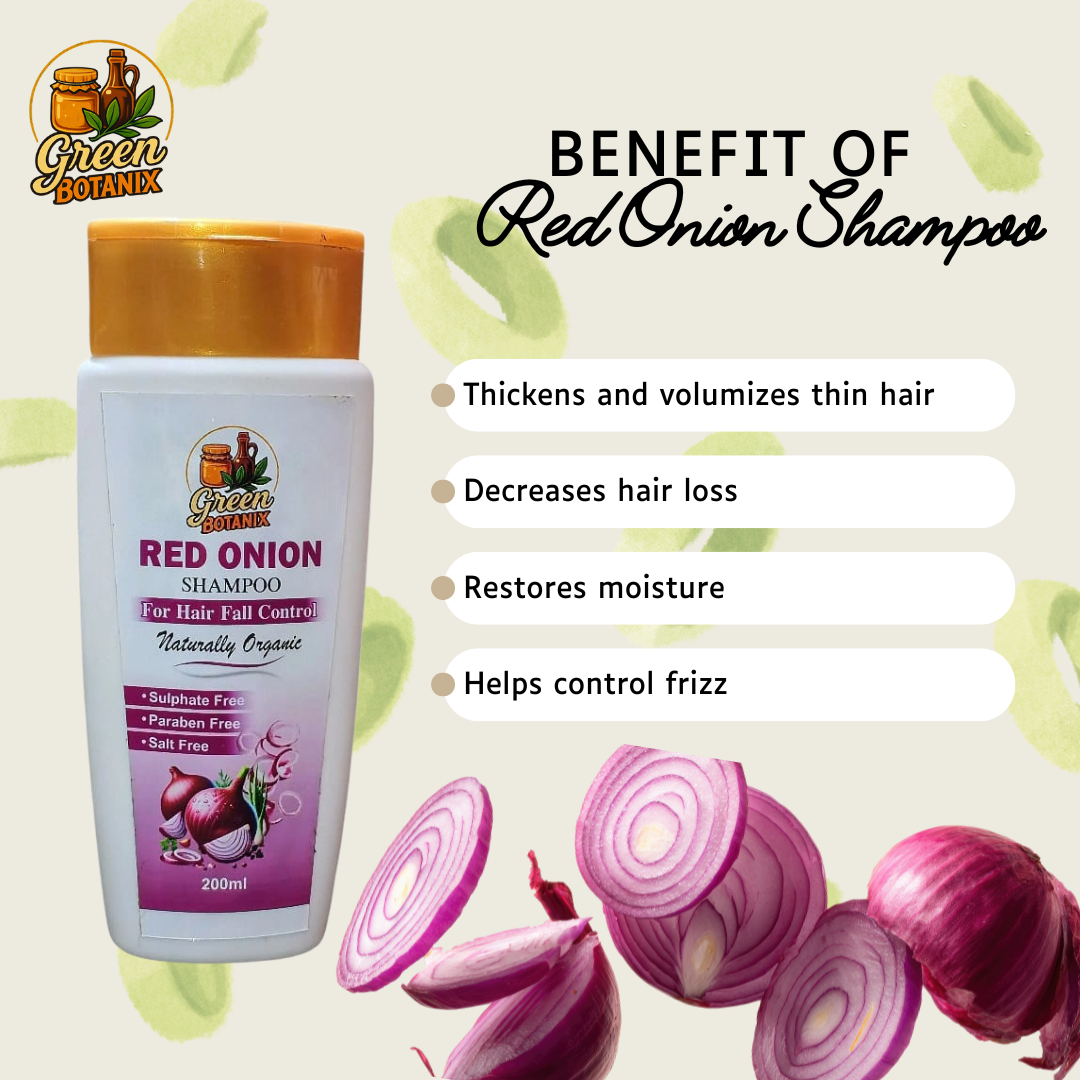 Green Botanix Red Onion Shampoo - Sulphate Free (200ml) - For Hair Fall Control